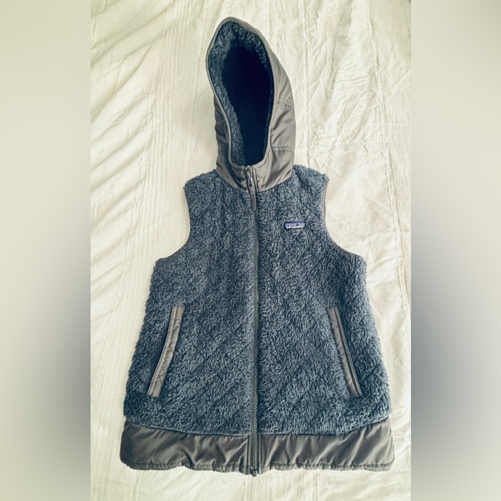 Patagonia Los Gatos Reversible Hooded Vest Gray/Blue Size S HIKING, OUTDOORS
